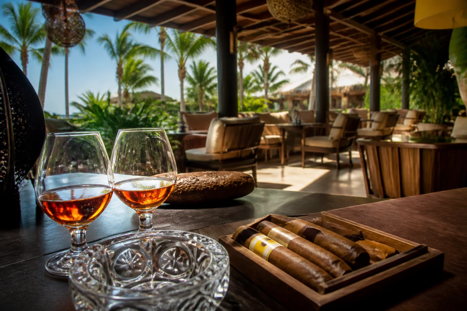 Dominican rum and cigars in a Punta Cana lounge