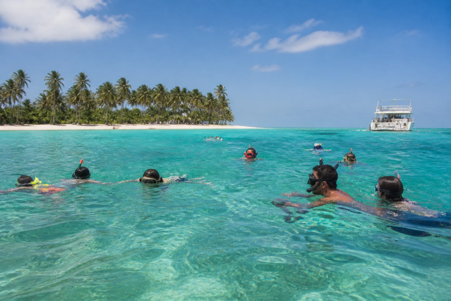 Snorkelers on an island excursion from Punta Cana