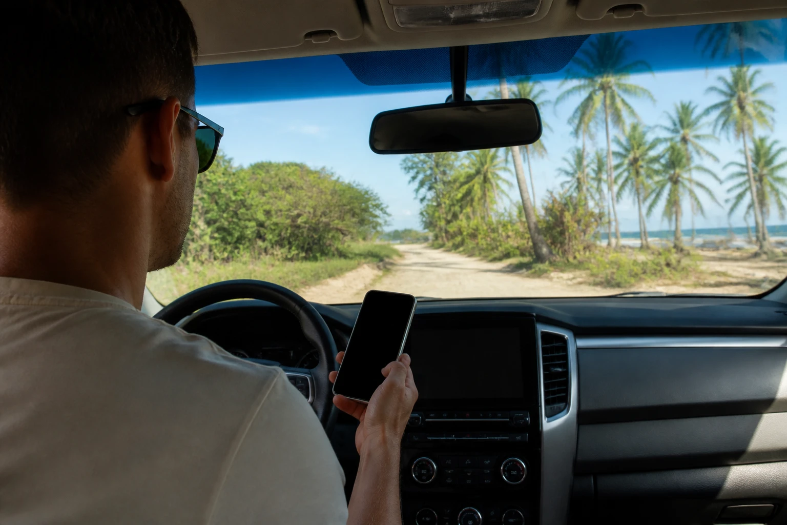 Traveler preparing for pre-arranged road transport from Punta Cana to Higuey.