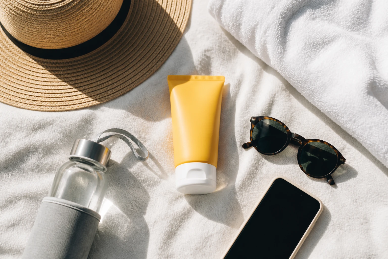 Beach-day essentials arranged for a flexible Juanillo Beach visit