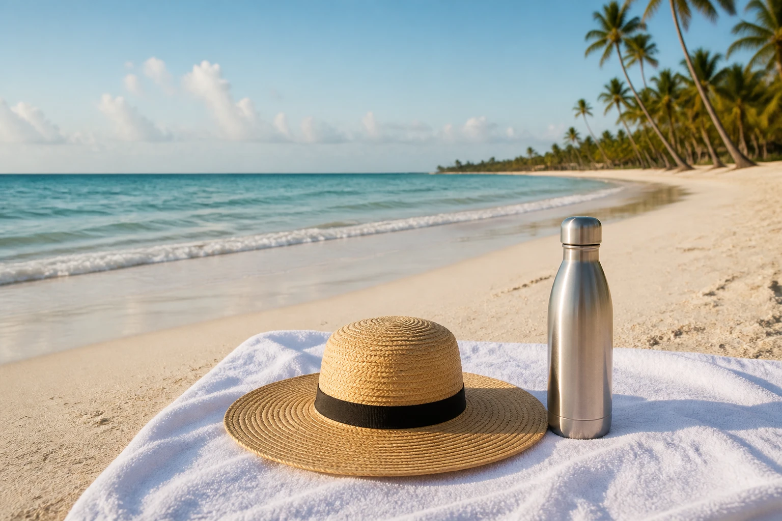 Beach-day essentials on a Punta Cana shoreline