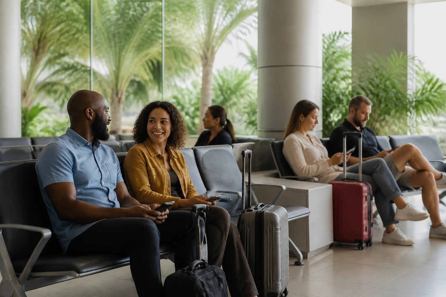 Passengers waiting comfortably inside Punta Cana International Airport