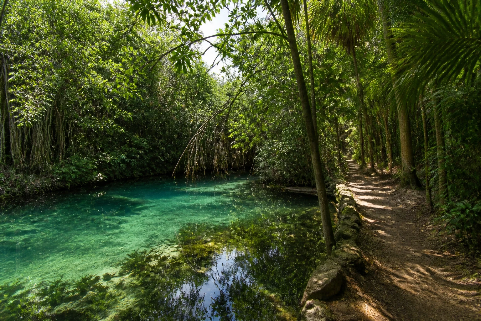 Freshwater lagoon at Ojos Indígenas Ecological Reserve