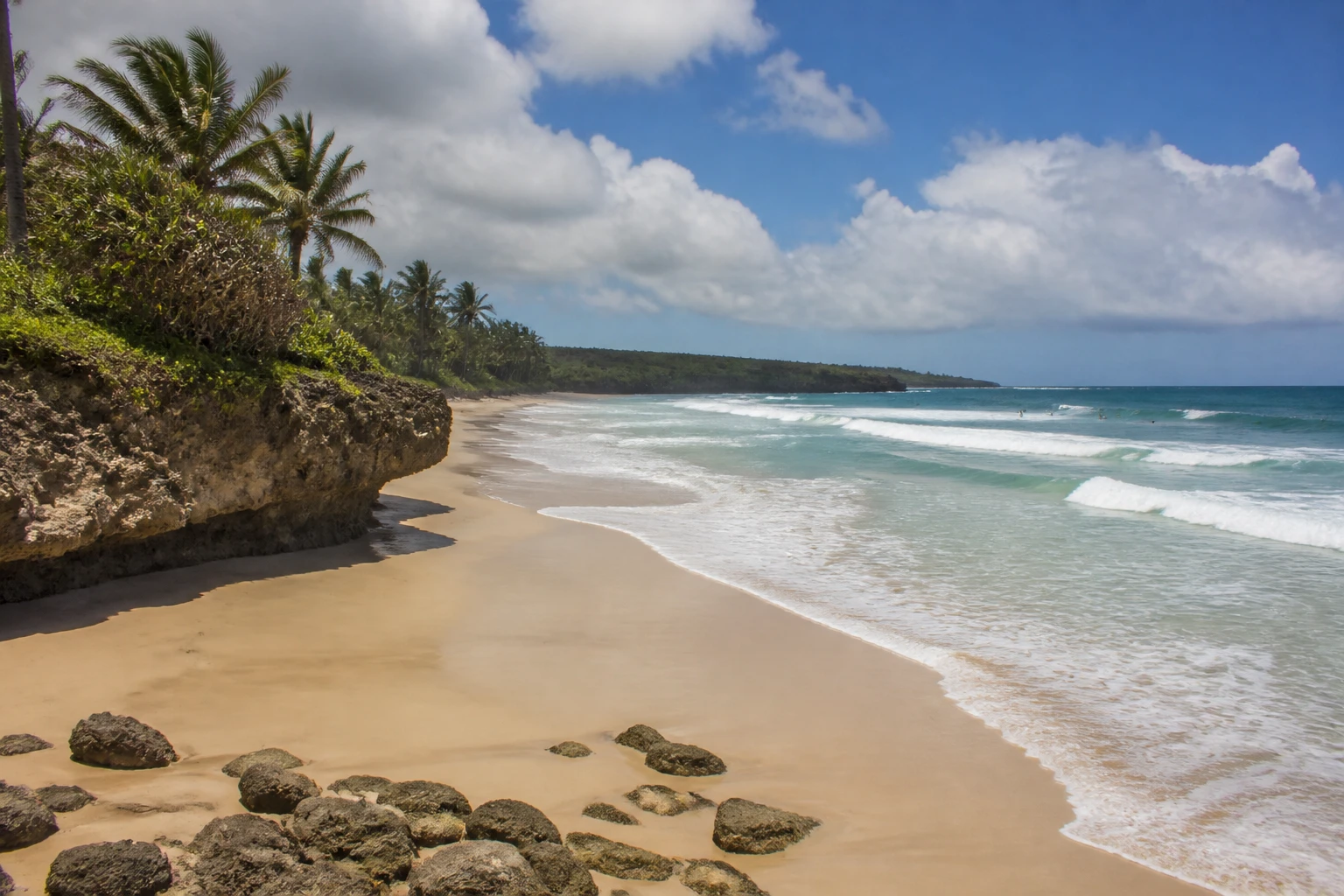 Natural shoreline and waves at Playa Macao in Punta Cana
