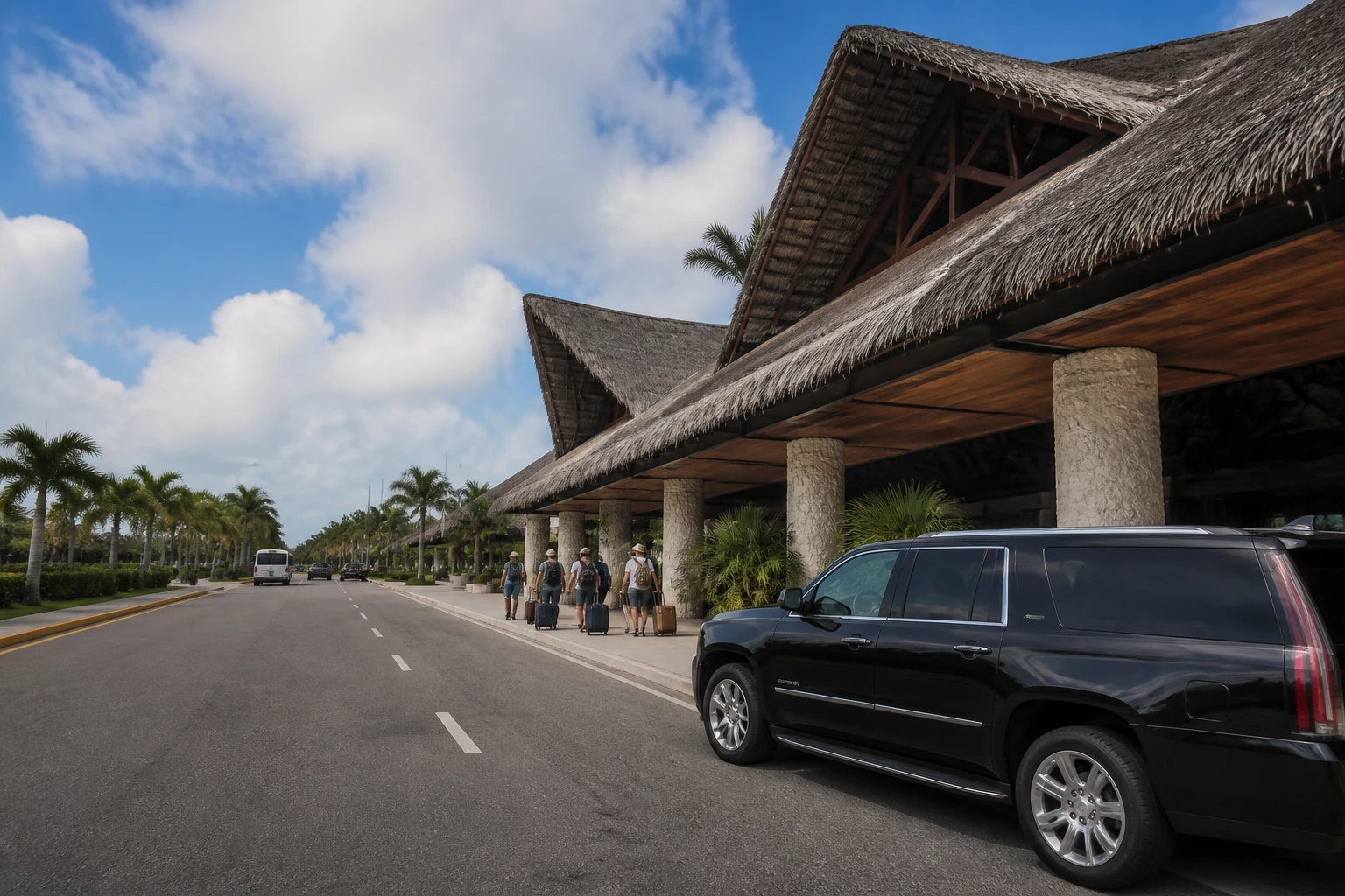 Private airport transfer waiting outside Punta Cana International Airport