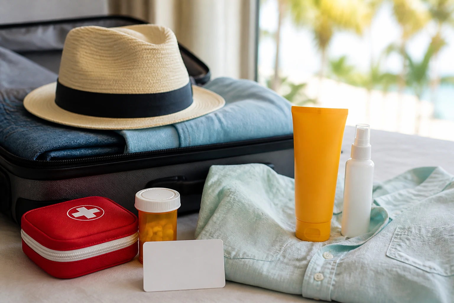 Sun protection, insect repellent, medicine, and first-aid items for Punta Cana