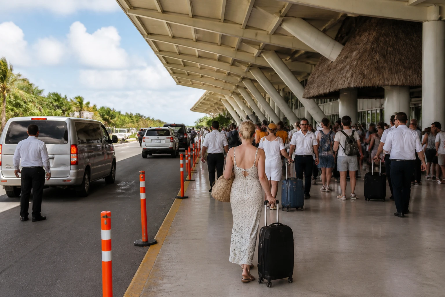 Travelers arranging ground transportation at Punta Cana airport