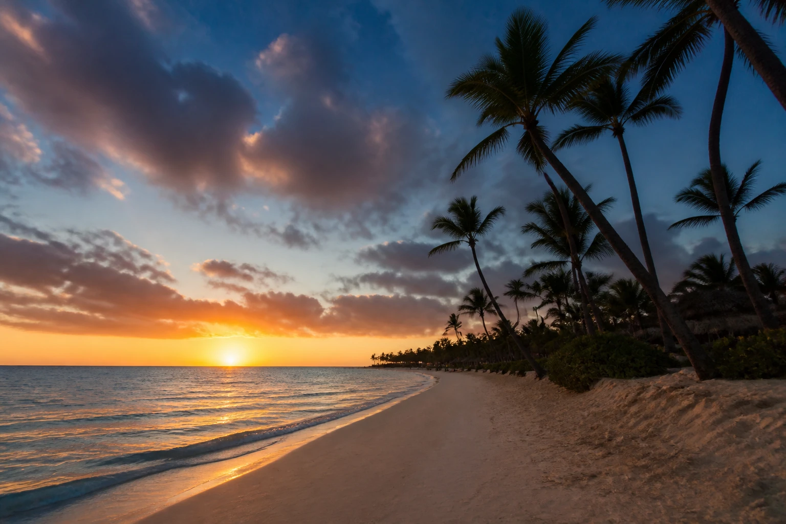 Twilight after sunset on a Punta Cana beach