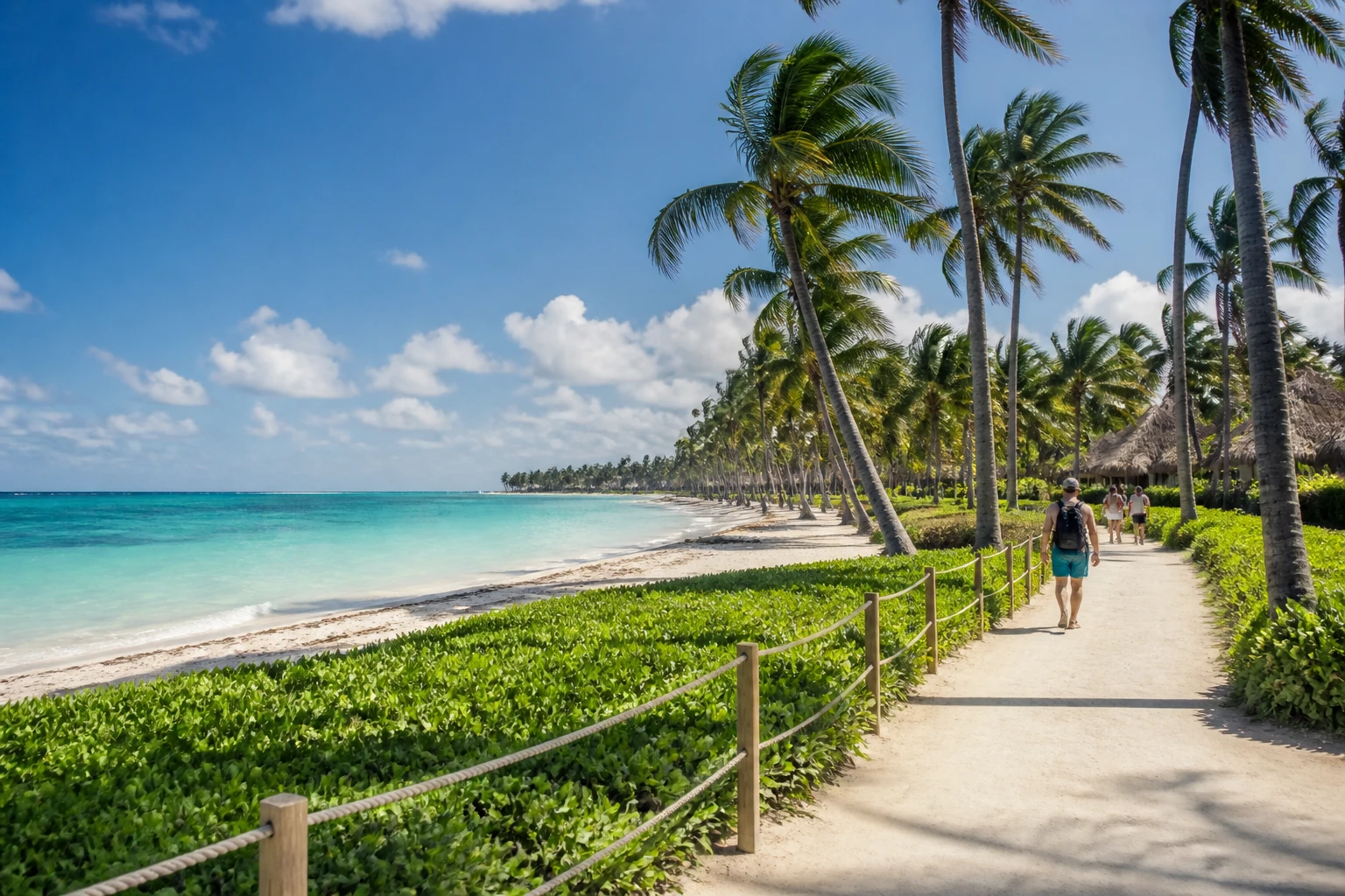 Sunny resort coastline in Punta Cana