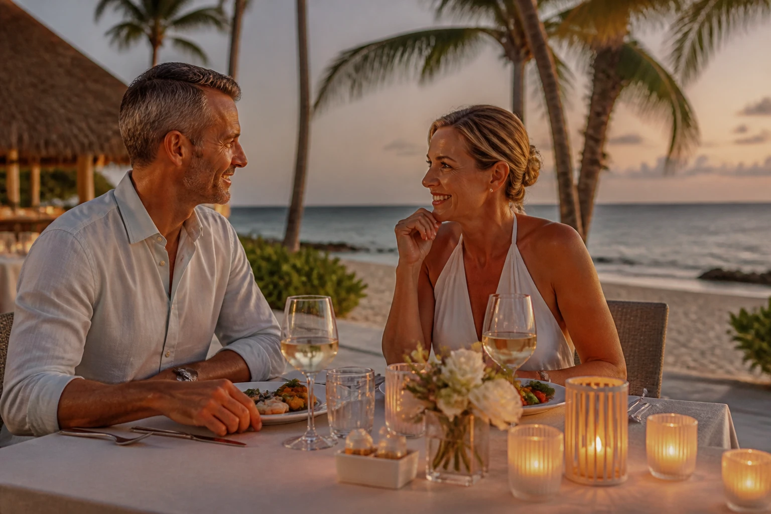 Romantic outdoor resort dinner in Punta Cana