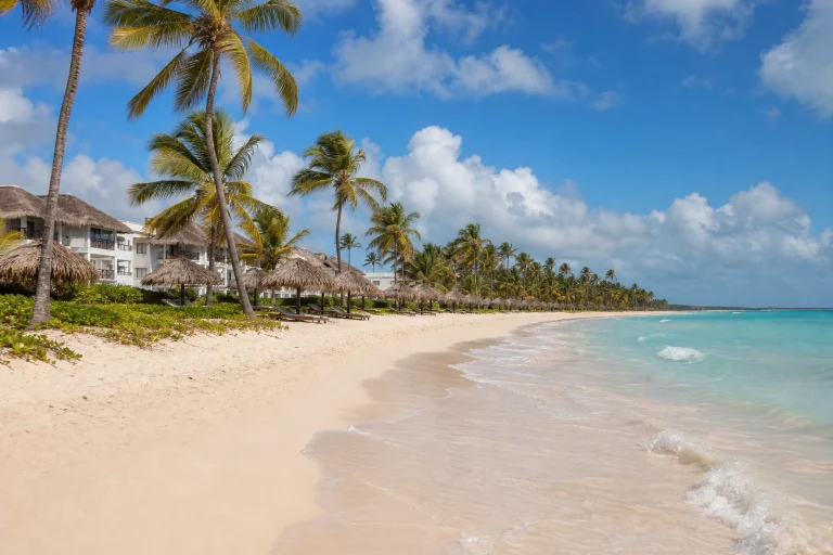 Beach and resort coastline in Uvero Alto, Punta Cana